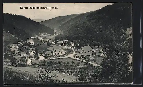 AK Schönmünzach im Murgtal, Gesamtansicht von einem Berg aus