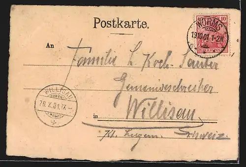 AK Worms, Blick von der Strasse zum Dom