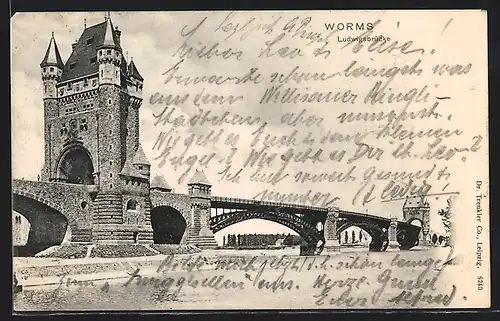 AK Worms, Blick zur Ludwigsbrücke