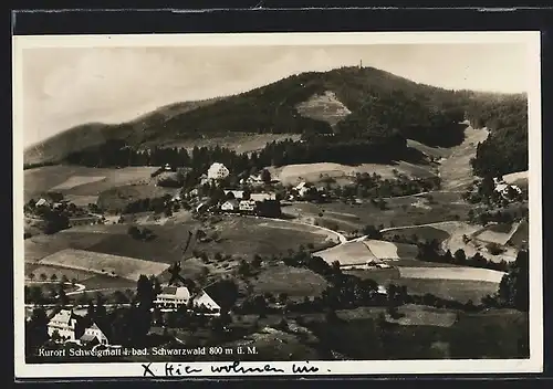 AK Schweigmatt i. bad. Schwarzwald, Totalansicht von einem Berg aus