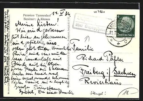 AK Schweigmatt i. bad. Schwarzwald, Totalansicht von einem Berg aus