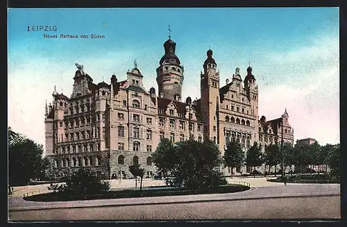 AK Leipzig, Neues Rathaus von Süden gesehen