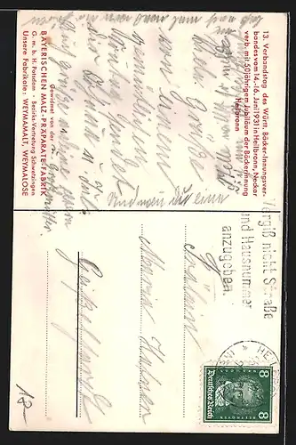 AK Heilbronn, Denkmal mit Blick zur Kilianskirche