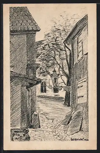 Künstler-AK Heilbronn a. N., Alte Gasse