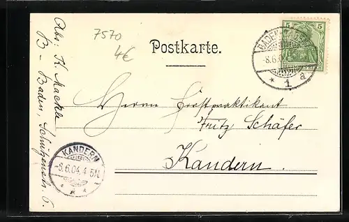 AK Baden-Baden, Blick v. d. Schlossgarten-Terrasse mit Dagobertsturm