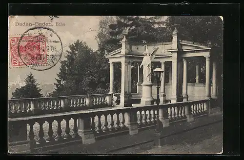 AK Baden-Baden, Denkmal Das Echo im Stadtpark