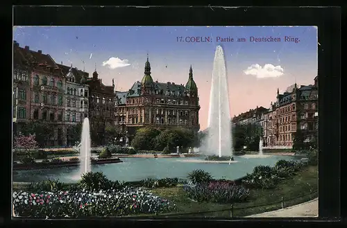 AK Köln-Neustadt, Wasserspiel am Deutschen Ring