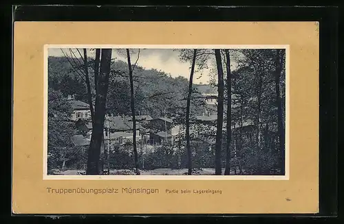 AK Münsingen, Truppenübungsplatz-Partie beim Lagereingang