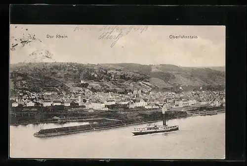 AK Oberlahnstein, Ortsansicht mit Rhein aus der Vogelschau