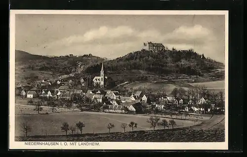 AK Niedernhausen i. O., Ortsansicht mit Landheim