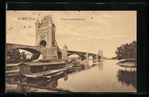 AK Worms a. Rhein, Ernst Ludwig-Brücke