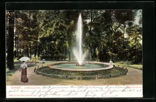 AK Durlach, Wasserfontäne im Stadtgarten