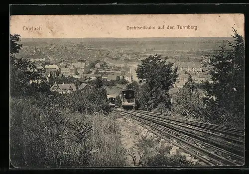 AK Durlach, Drahtseilbahn auf den Turmberg