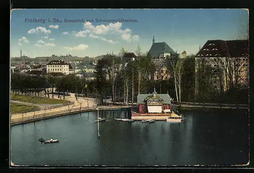AK Freiberg i. S., Kreuzteich und Schwanenschlösschen
