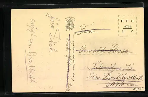 AK Bernstadt i. Sa., Ortsansicht von einer Anhöhe aus