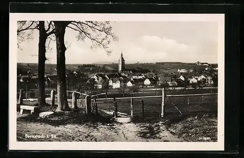 AK Bernstadt i. Sa., Ortsansicht aus der Ferne