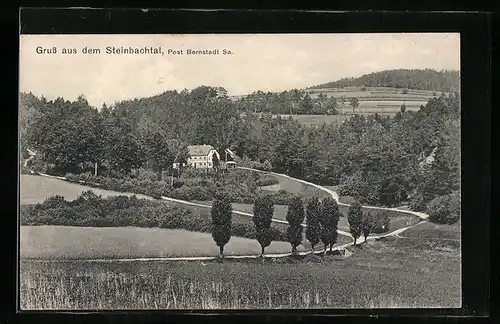 AK Bernstadt i. Sa., Blick in das Steinbachtal