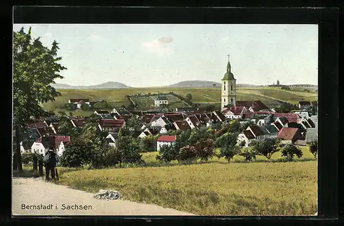 AK Bernstadt i. Sa., Blick auf den Ort