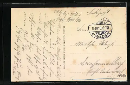 AK Bernstadt i. Sachsen, Ortsansicht von einem Berg aus