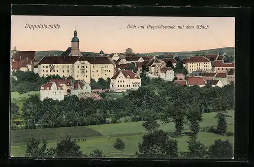AK Dippoldiswalde, Blick auf die Stadt mit dem Schloss