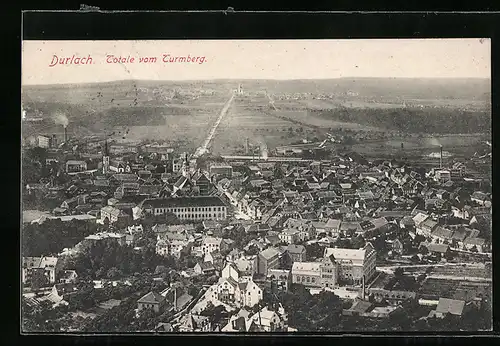 AK Durlach, Totalansicht vom Turmberg