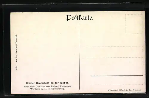 Künstler-AK Bronnbach an der Tauber, Blick zum Kloster