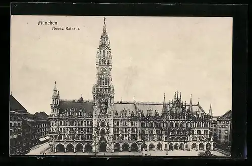 AK München, Neues Rathaus aus der Vogelschau