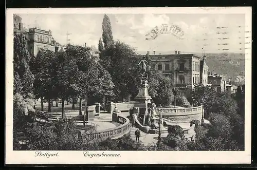 AK Stuttgart, Blick zum Eugensbrunnen