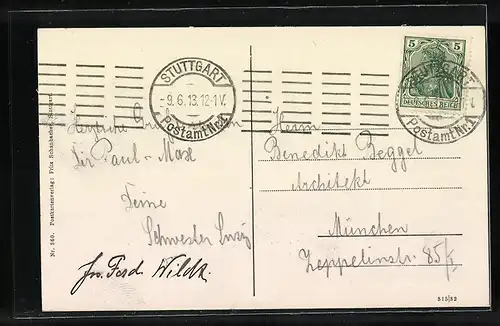 AK Stuttgart, Blick zum Eugensbrunnen