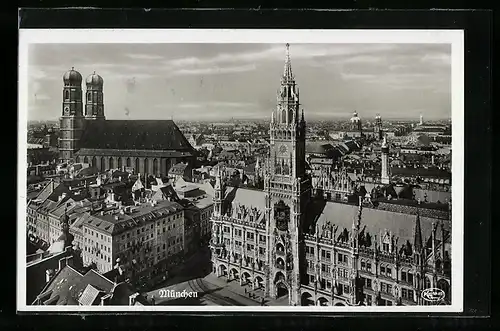 AK München, Rathaus mit Frauenkirche