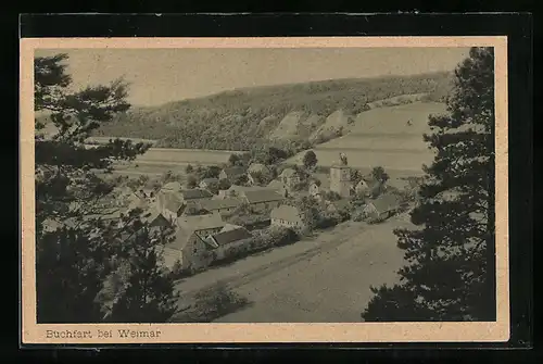 AK Buchfart bei Weimar, der Ort aus der Vogelschau