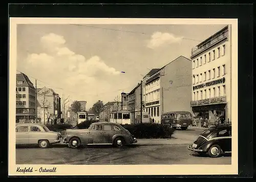 AK Krefeld, Strassenbahnen auf dem Ostwall