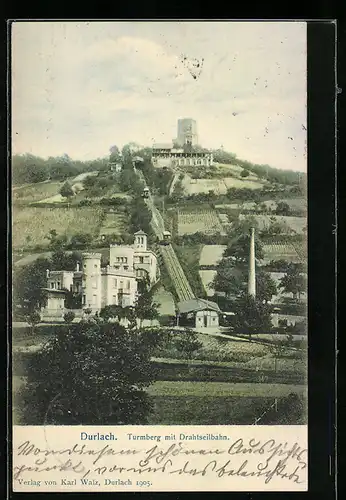 AK Durlach, Turmberg mit Drahtseilbahn