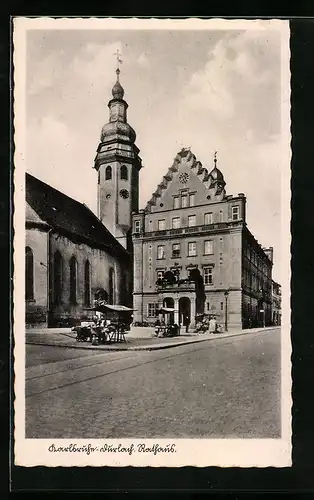 AK Karlsruhe-Durlach, Strasse am Rathaus