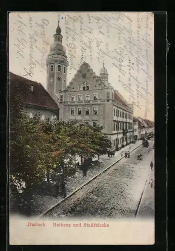 AK Durlach, Rathaus und Stadtkirche