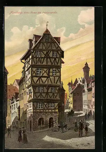 Künstler-AK Nürnberg, Altes Haus am Paniersplatz