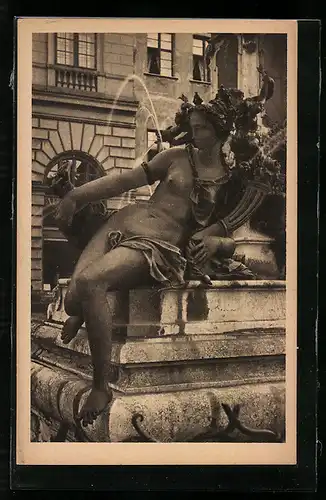 AK Augsburg, Broncefigur Wertach am Augustusbrunnen