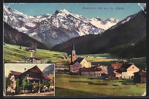 AK Hinterstein, Ortsansicht, Gasthof und Pension Steinadler