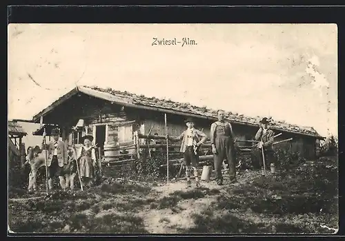 AK Bad Reichenhall, Bauern an der Zwiesel-Alm