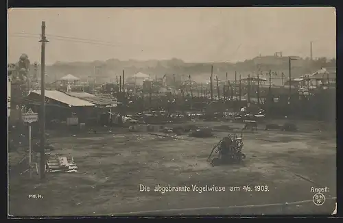 AK Die abgebrannte Vogelwiese am 2.08.1909