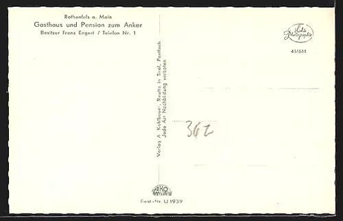 AK Rothenfels a. Main, Pension Haus Bergfried