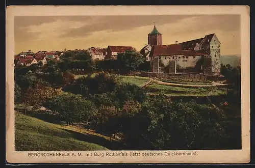 AK Bergrothenfels a. M., Ortspartie mit Burg Rothenfels (jetzt deutsches Quickbornhaus)