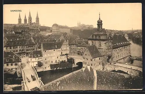 AK Bamberg, Ortsansicht aus der Vogelschau