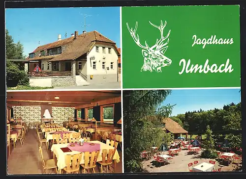 AK Prichsenstadt /Steigerwald, Gasthaus Jagdhaus Ilmbach, Innenansicht, Terrasse