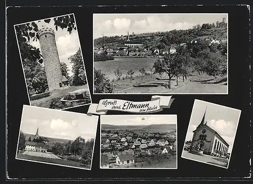 AK Eltmann / Main, Gesamtansicht, Kirche und Turm