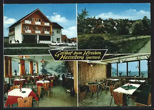 AK Hasselberg / Spessart, Gasthof zum Hirschen von innen und aussen