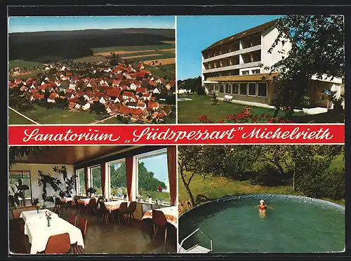 AK Marktheidenfeld-Michelrieth, Sanatorium Südspessart, Ortsansicht aus der Vogelschau