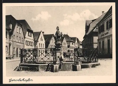 AK Gerolzhofen, Platz mit Brunnen
