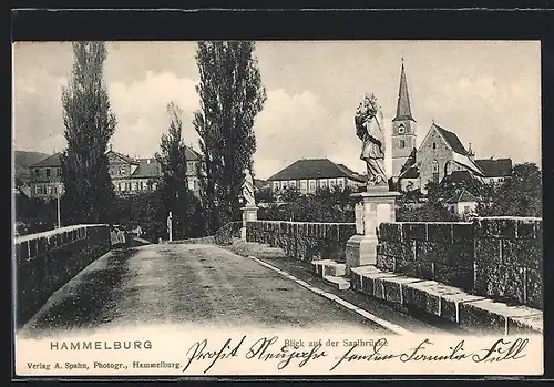 AK Hammelburg, Blick auf der Saalbrücke