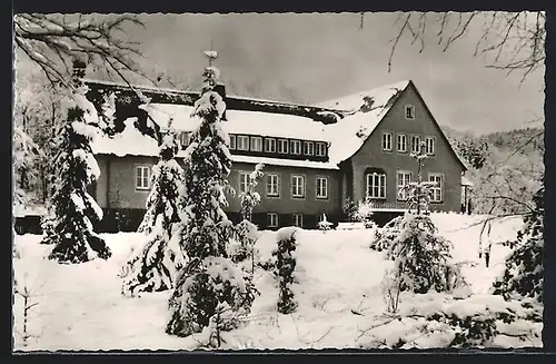 AK Bischofsheim / Rhön, Jugendherberge Bauersberg im Winter